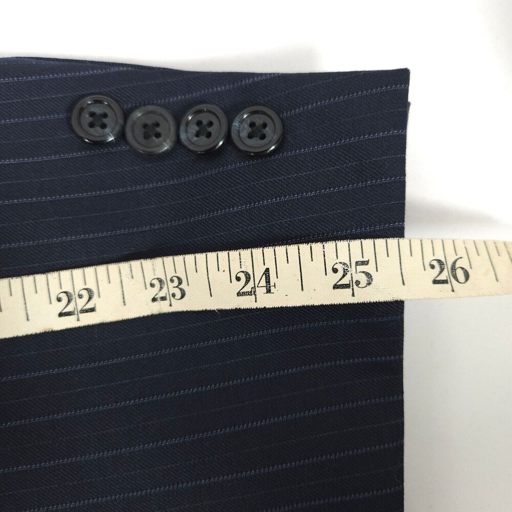 Tom James Corporate Image Navy Pinstripe Blazer Mens 50L 3 Button Sports Coat - Picture 12 of 13